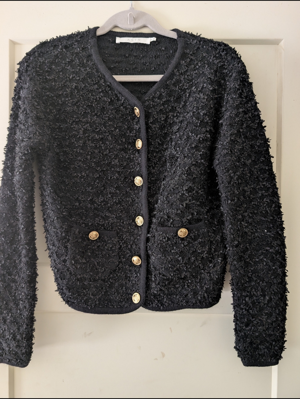 Astr Black 'Label Texture Stitch' Sweater